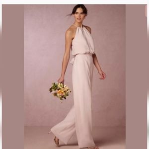 Donna Morgan BHLDN Jackie Jumpsuit Palest Pink Sz 6